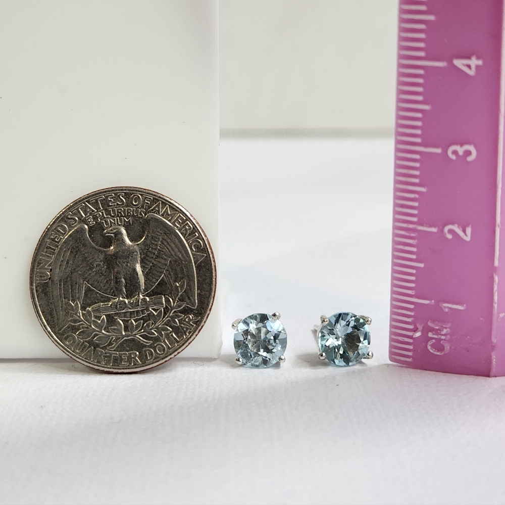 Lrg Semi VTG 2ctw Icey Topaz Open Lattice 925 Stud Earrings 6mm High Brilliance - Picture 8 of 16